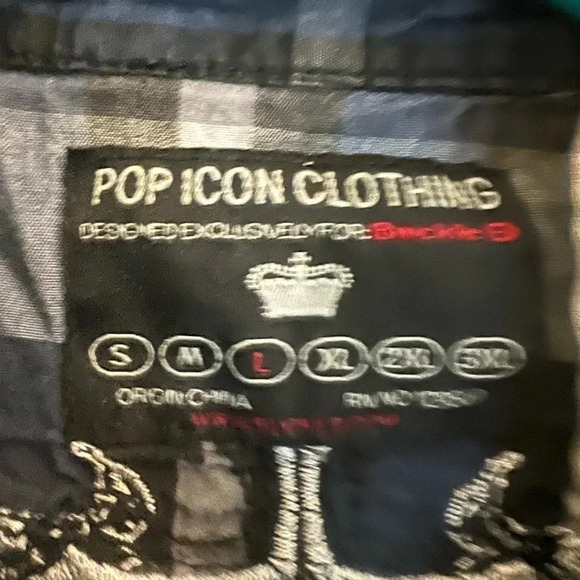 The Buckle Pop Icon Plaid blue shirt with snap buttons Size Large - Picture 4 of 5